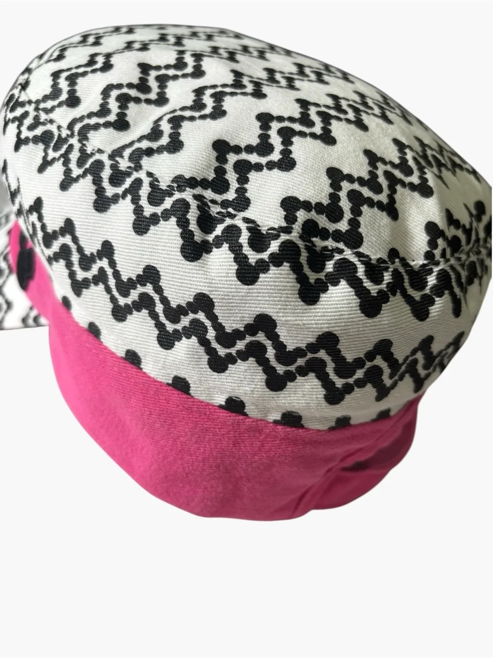 Disney Parks Mickey Mouse Chevron Pattern Cadet Cap Hat Pink Black Size Adult